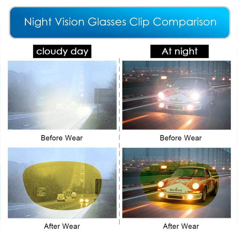 LUFF 2-Pack Polarized Clip-on Sunglasses for Men/Women Flip Up for Safty Driving (Black-Yellow) - Image 2